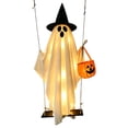thumbnail image 3 of VORJELT 1.5M Hanging Ghost with Pumpkin Candy Bag - LED Light-Up Outdoor Halloween Decor, Spooky Porch Ornament for Yard and Party White, 3 of 7