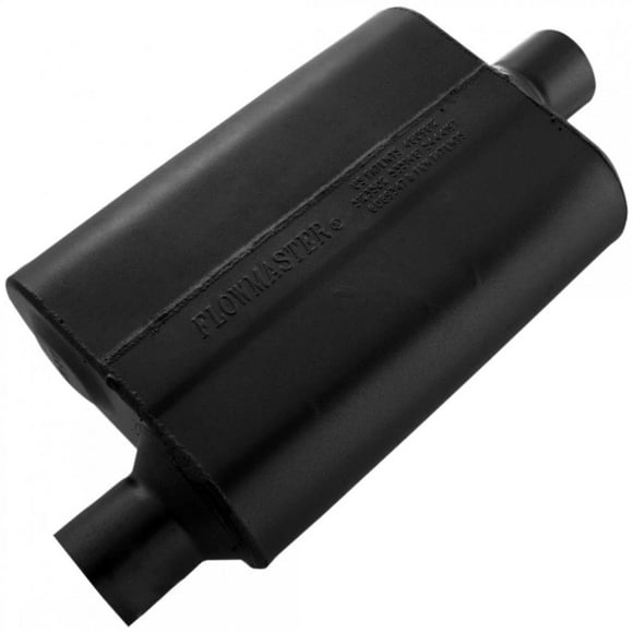 Flowmaster Exhaust Muffler 42541 40 Series Original; Single 2-1/2 Inch Offset Inlet; Single 2-1/2 Inch Center Outlet; 13 Inch Body/19 Inch Overall Length