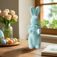thumbnail image 7 of Kugisaki Easter Decorations Flocked Bunnies Figurine with Bow tie 7.9" Flocking Rabbit Tabletop Ornament for Easter Table Centerpieces Spring Home Office Decor, Party Supplies, 7 of 7