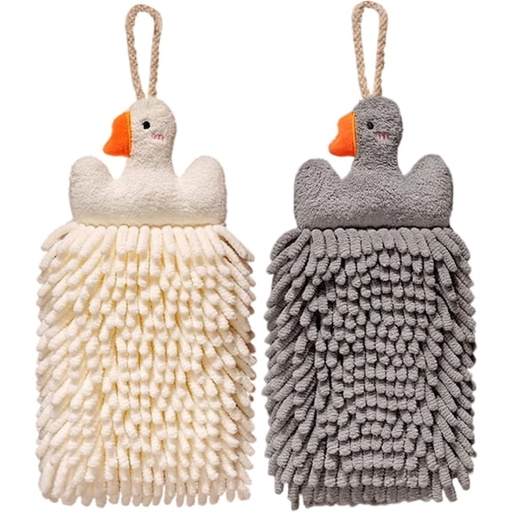 Highly Absorbent Hand Towels Set of 2, Quick Dry Chenille Microfiber, Soft Drying Towel for Kitchen Bathroom Use