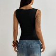 thumbnail image 4 of Minjewel Women's Tank Tops Casual Stylish Slim Fit Sleeveless Metal Eyelets Square Neck for Summer Night Beach,Black L, 4 of 7