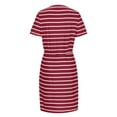 thumbnail image 4 of Henpk Summer Dresses for Women Striped T Shirt Dress Casual Midi Dress Short Sleeve Sundress with Pockets Summer Fashion Striped V-Neck Striped Waist Sexy Sling Dress Red M, 4 of 5