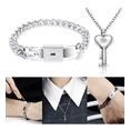 thumbnail image 4 of Pulsera Pareja Candado Collar Llave Acero Inoxidable Regalo Xtellar plateado, 4 of 4