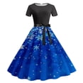 thumbnail image 1 of LOVZFMLL Robe Femme Mode Décontractée à Imprimé Floral à Manches Courtes à Col Rond Longueur Genou Bleu P, 1 of 3