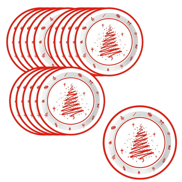 Fwttom Christmas Paper Plates, Christmas Plates Disposable with Christmas Tree Snowflake Pattern, Christmas Dinner Plates Tableware for Xmas Decorations, Holiday & Party, 16pcs