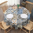 thumbnail image 3 of Round Waterproof Tablecloth 60×60 Inch, Marrakesh Color Mix Art Pattern Reusable Indoor/Outdoor Durable Table Cover for Party Kitchen Dinner Room Decor, 3 of 6
