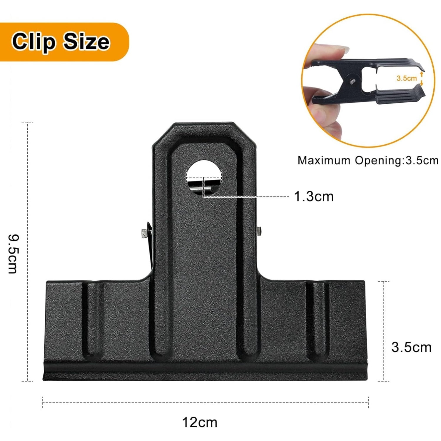 Topboutique Black Metal Clips 4 Pcs Large Hinge Clips Heavy Duty Paper Clip File Clamps Bull Clips Binder Clips for Drawing Paper Bills Photos Office Art Projects,4.7 inch (120 mm)