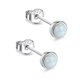 thumbnail image 2 of 1 par de pendientes hipoalergénicos de piedra lunar para mujer, pendientes de piedra lunar de plata de ley, pequeños pendientes redondos de estrella para personas sensibles, 2 of 8