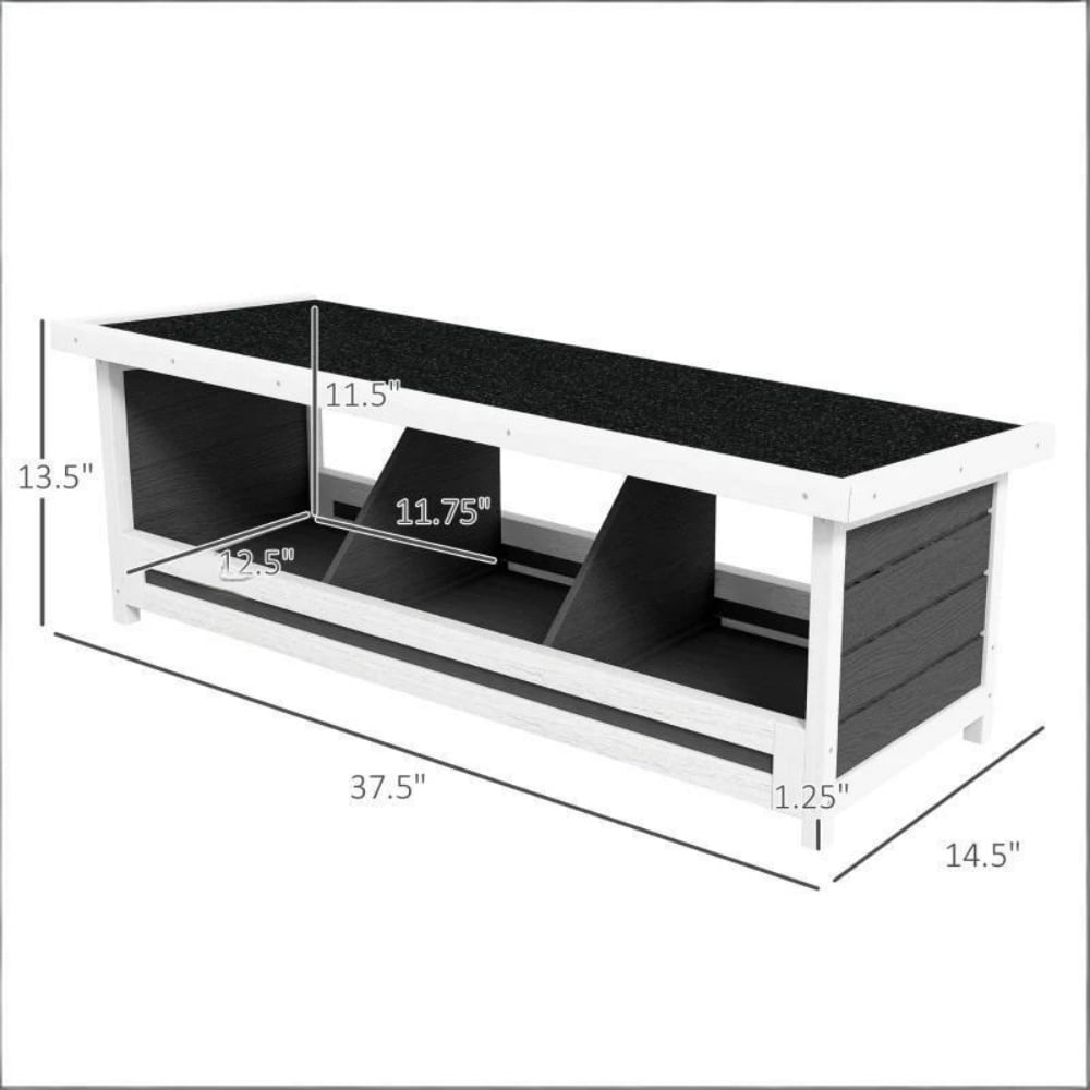 3 Compartment Fir Wood Chicken Nesting Box, Weatherproof Asphalt Roof Poultry Egg Laying House, Open Back Easy Egg Collection Raised Bottom Chicken Nest For Hens