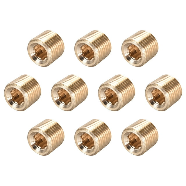 Accesorio de Tubo de Latón Unique Bargains - Tapón Avellanado Hexagonal G3/8 Macho Conductor de Tapones de Tubo Avellanados 10Pcs 1/8NPT