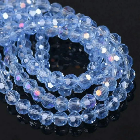 U8MO AB Plated 3mm 4mm 6mm 8mm Round 32 Facets Faceted Cut Crystal Glass Loose Beads-8mm(72pcs)-Light Blue AB