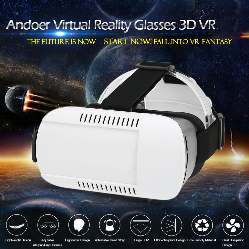 Andoer Virtual Reality Glasses 3D Glasses Headset Universal for Android iOS Windows Smart Phones with 4.7 to 6.0 