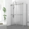 thumbnail image 2 of Vinnova Spezia 48" W x 76" H Double Sliding Frameless Glass Shower Enclosure Nickel, 2 of 14