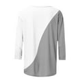thumbnail image 4 of HOMBOM Women Tops Gray Crew Neck 3/4 Sleeve Pullover 2025 Fall Color Block Blouse, 4 of 6