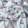 thumbnail image 7 of Ambesonne Marine Valance & Curtain, Cartoon Sailboat Maritime, 55"x36", Pale Blue Dark Coral, 7 of 7