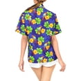 thumbnail image 4 of HAPPY BAY Button Down Shirt for Women Floral Summer Beach Party Blouse Shirt Hawaiian T-shirts Short Sleeve Vacation Dress Shirts Colourful Blouses for Women M Tropical Bird, Blue, 4 of 5