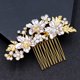 thumbnail image 4 of Zhuge Horquillas para el pelo de boda con flores para novias, peinetas con perlas de cristal,joyas con diamantes de imitación para novias, damas de honor y mujeres (dorado), 4 of 4