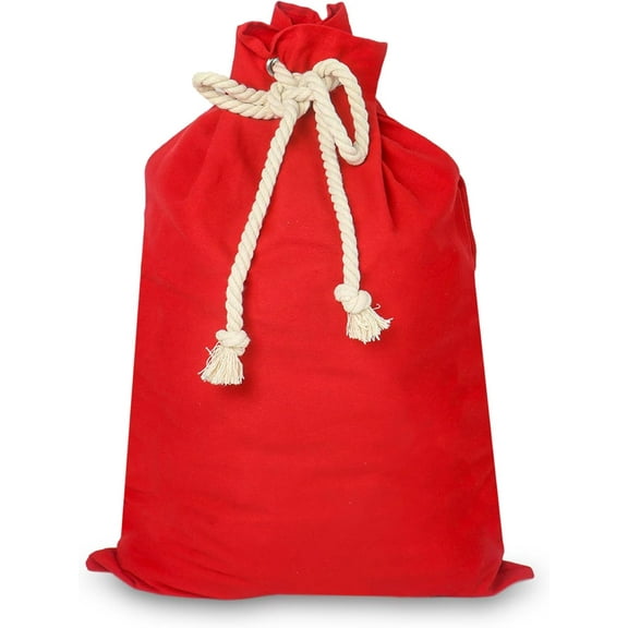 Large Santa Sack, Christmas Canvas Bags with Drawstring, Resuable Santa Bag for Christmas Presents(Red)