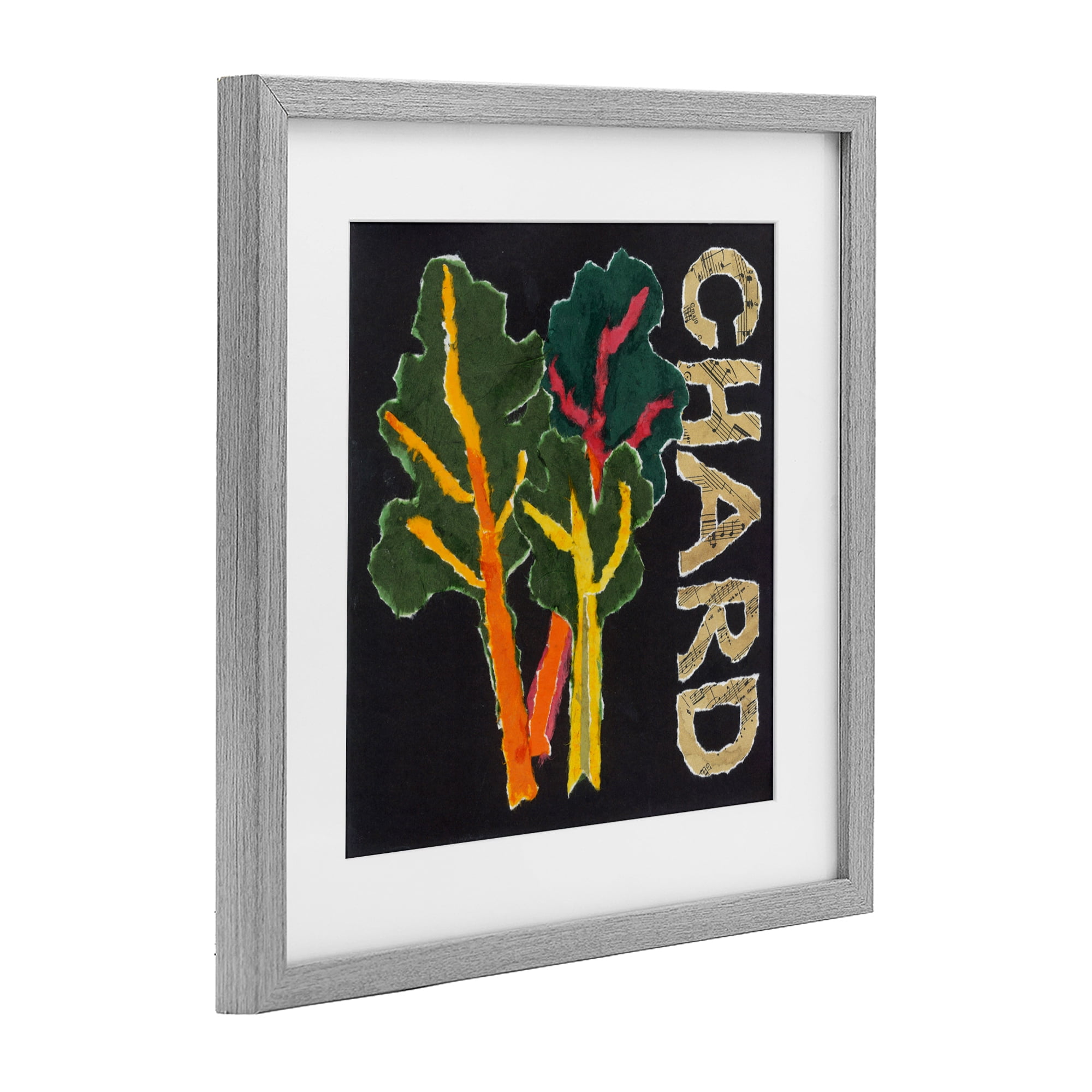 Stupell Industries Chard Leafy Vegetable Gray Framed Print Under Glass, design by Nancy Overton