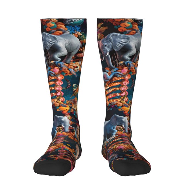 Fotbe Whimsical Animal Spiral Calcetas Divertidas Estampadas para Hombre y Mujer, Calcetas de Algodón hasta la Rodilla para Caminar, Correr, Enfermería y Embarazo