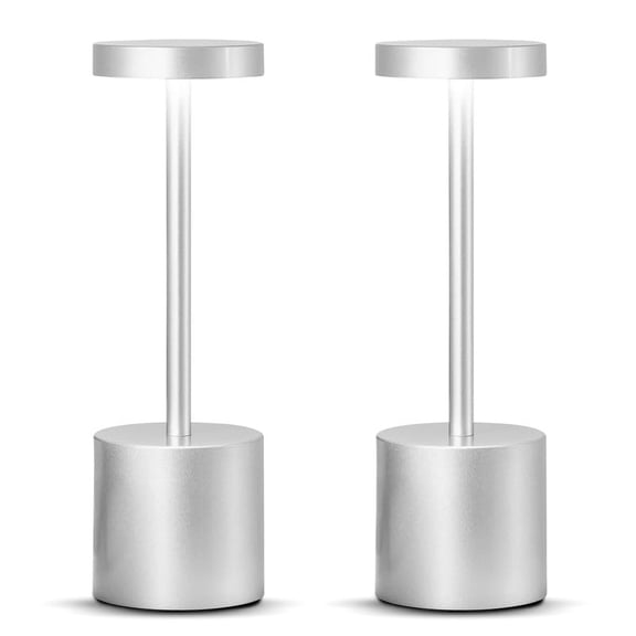 Cordless Table Lamps - Golden Wireless LED Table Light with 3 Color Stepless Dimming by Touch - Chic Indoor and Outdoor Table Lamp with Stylish Rounded Design for Home,Restaurant and More - Pack of 2