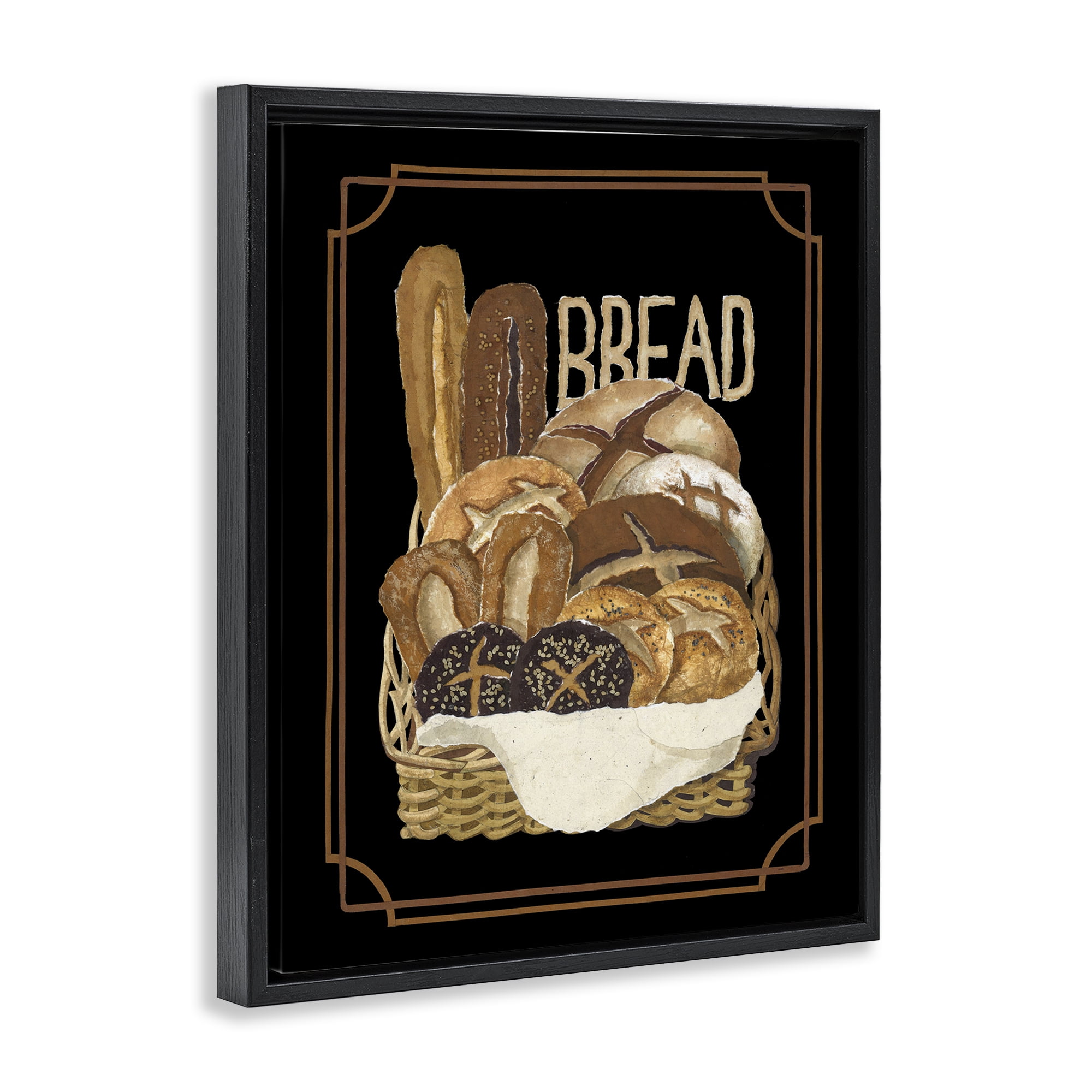 Stupell Industries Traditional Bread Basket Food & Beverage Painting Black Floater Framed Art Print Wall Art, 25 x 31