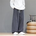 thumbnail image 4 of Angala Corduroy Casual Pants Classic Retro Straight Leg Comfort Fit Elastic Waist Relaxed Trousers For Autumn Winter Season Stylish Casual Men's Pants, 4 of 7