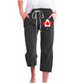 thumbnail image 1 of VEKDONE Womens Cotton Linen Capris Pants Print Capri Pant Black L, 1 of 3