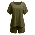 thumbnail image 4 of WAYUTE Womens Shorts Set Casual 2 Piece Outfit Short Sleeve Round Neck Top and Shorts Solid Color Breathable Soft Blend Summer Outfit Sets, 4 of 4