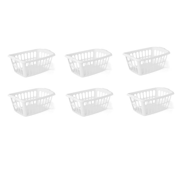 Starplast 1.5Bushel Rectangular Plastic Laundry Basket, White, 6 Pack
