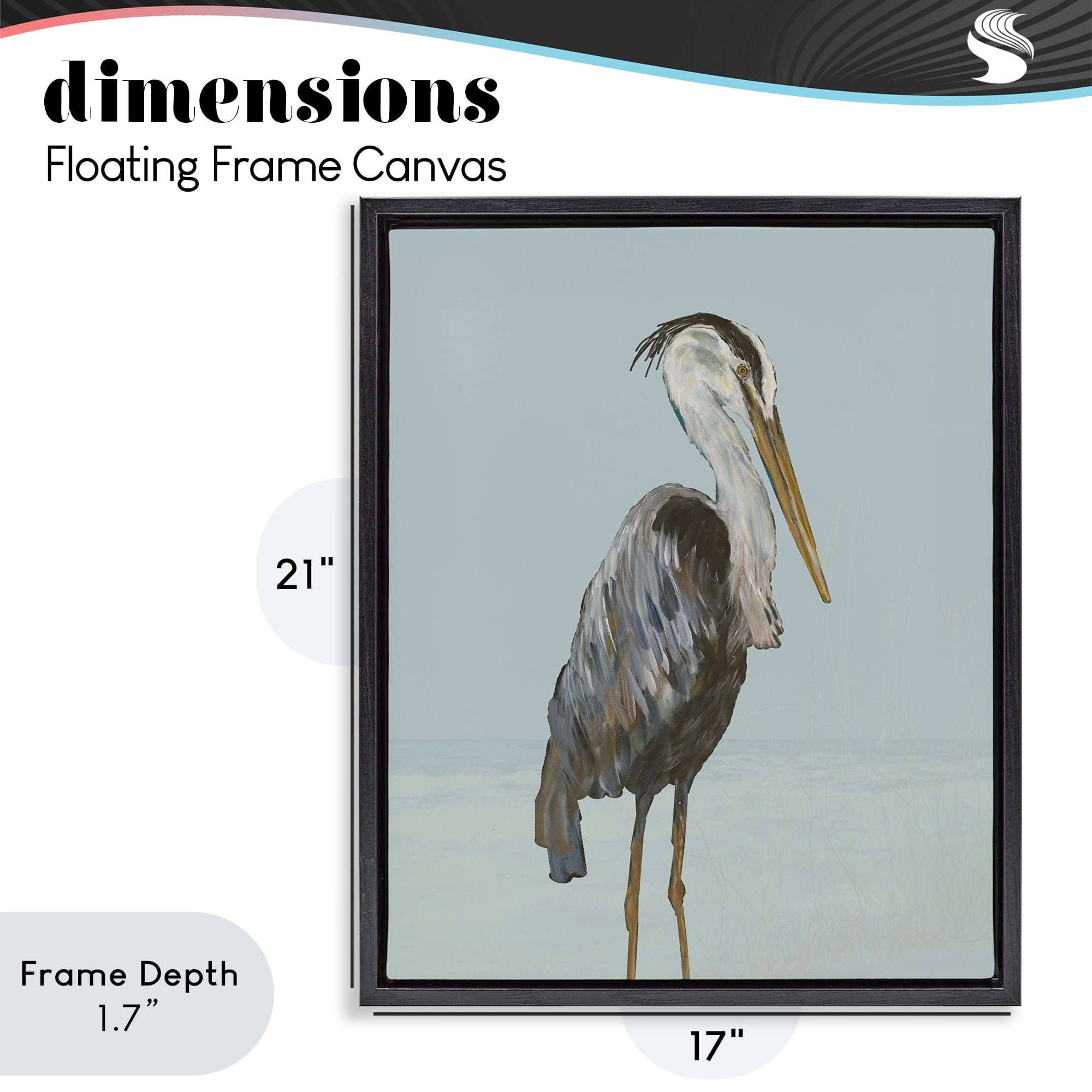 Stupell Industries Coastal Pelican Muted Blue Black Framed Floater Canvas Wall Art, design by Julie DeRice