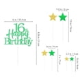 thumbnail image 2 of Cake Topper Pargleev para 16.º cumpleaños en verde y dorado con brillo, 2 of 5