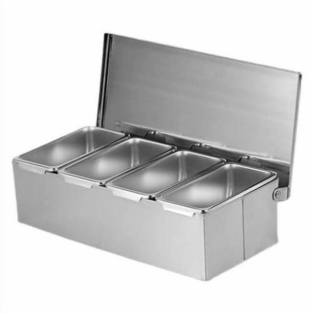 4 bandejas de cajas de condimento de compartimento, caja de condimento de acero inoxidable 4 bandejas compartimento Caso de condimento de almacenamiento gran capacidad para cocina