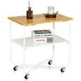thumbnail image 1 of Gymax 2-Tier Folding Rolling Cart Kitchen Utility Cart Tool-Free Installing Natural, 1 of 10
