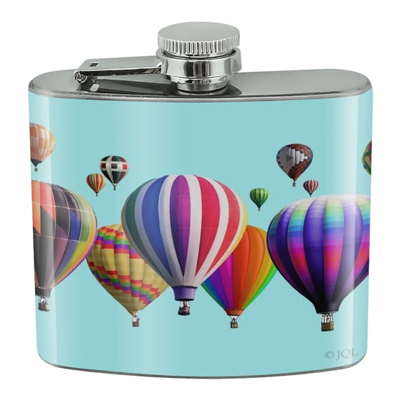 Hot Air Balloons Lined Up Stainless Steel 5oz Hip Drink Kidney Flask