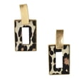 thumbnail image 1 of Rectangular Real Calf Hair Leather Drop Earrings, Ivory, 2-1/4-Inch, 1 of 1