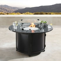 Outdoor Living and Style 44" Black and Clear Round Propane Outdoor Fire Table with Wind Blockers