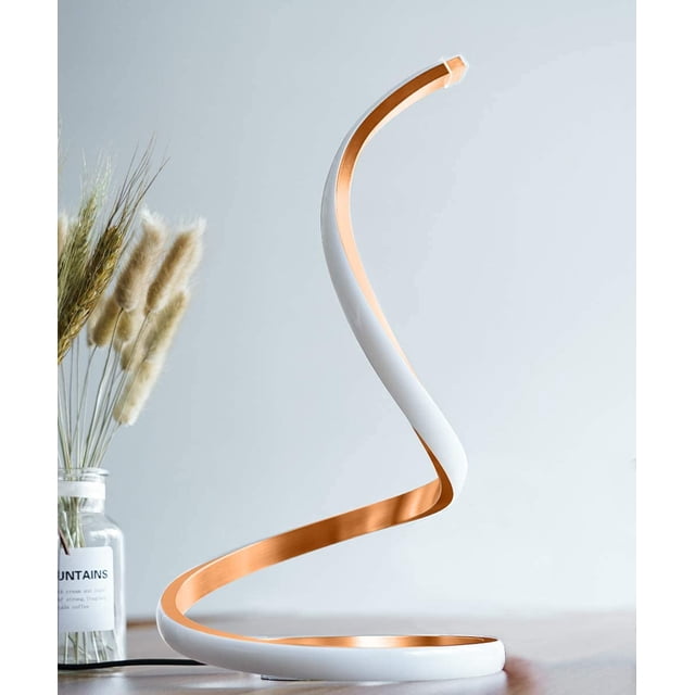 Spiral LED Table Lamp (Silver), Dimmable Metallic Beside Lamp with Touch Controller, 13 Inch Height & 9w & 3 Color Temperature, Contemporary Decorative Lamp for Home, Living Room & Office