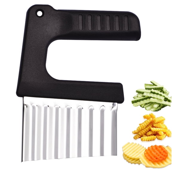 Fmxomd Crinkle Cutter, Upgraded Stainless Steel Crinkle Knife, Safety Kitchen French Fry Chip Cutter for Potato Carrot Vegetable