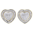 thumbnail image 2 of 10K Yellow Gold Real Diamond Heart Shape Studs 3D Double Frame Puff Earrings 1/2 CT., 2 of 5