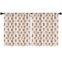 Blackout Kids Curtains,Beige Highland Cow Dot Pattern Childrens Insulated Curtains Set Of 2,Bedroom Essentials,Toddler Room Decor 52"x63"