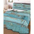 thumbnail image 3 of Quilts Full Size Bedding Set, Turquoise Farmhouse Lightweight Quilted Comforter, Vintage Teal Wooden Soft Reversible Bedspread Coverlet with Pillow Covers for All Season, 78" x 90", 3 of 7