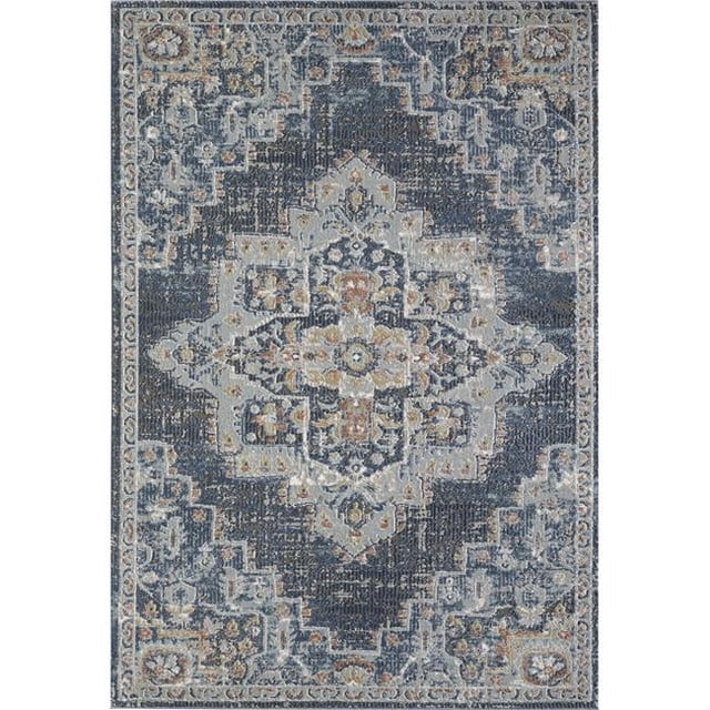 Central Oriental 3824.218.62EC 6 Pi 7 Po x 9 Pi 2 Po Oriental Polypropylène & Polyester Rétractable Zone Rectangle Rug&44; Bleu & Gris