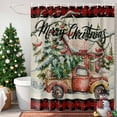 thumbnail image 4 of Shower Curtain 36"W x 72"L Christmas Truck Pine Trees Red Fabric Shower Curtains Set with Hooks Water Repellent Bathroom Curtains Machine Washable Bathroom Accessories, 4 of 9