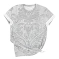 thumbnail image 5 of Cmfcve Summer Shirts for Women Round Neck Button Tunic Blouse Short Sleeves Printed Vacation Tee Shirt, 5 of 6