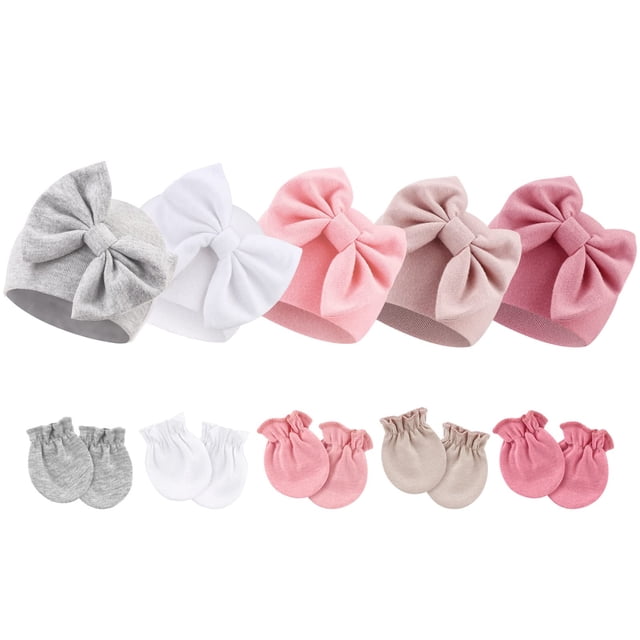 Set de gorros y manoplas para bebés BQUBO, gorro de hospital para recién nacidos, algodón