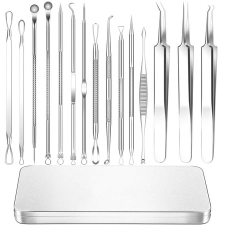 PLNEIK Pimple Popper Tool Kit, 2022 Latest 15PCS Professional Blackhead Remover Tools Acne Extractor Tool Stainless Pimple Acne Blemish Removal Tools Set with Metal Case