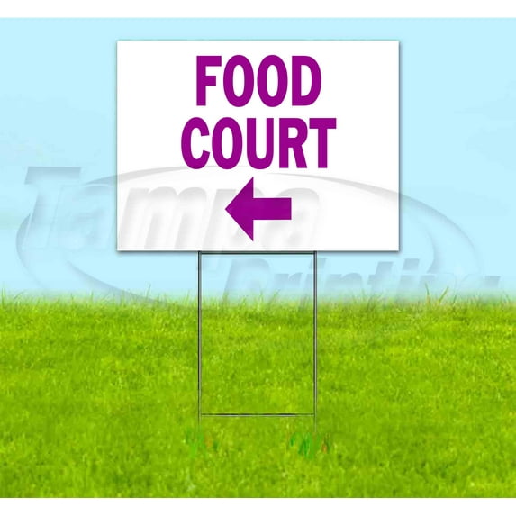 Food Court 2 Left (18" x 24") Yard Sign, Includes Metal Step Stake