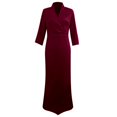 thumbnail image 5 of Formal Dresses for Women Satin Long Sleeve V Neck Stand Collar Slim Fit Maxi Bodycon Dress Wedding Guest Dress, 5 of 5