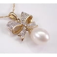 thumbnail image 2 of ORLOV DIAMONDS 14K Yellow Gold Plated 3Ct Pear Cut Pearl Bow Tie Dangle Charm Pendant Free Chain, 2 of 5